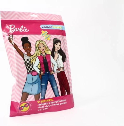 Barbie aktivitetsæt med dobbeltsidet puslespil og farveblyanter