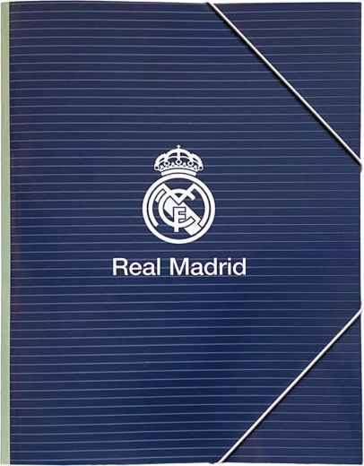 Notesboksomslag Real Madrid A4 med elastik, mørkeblå