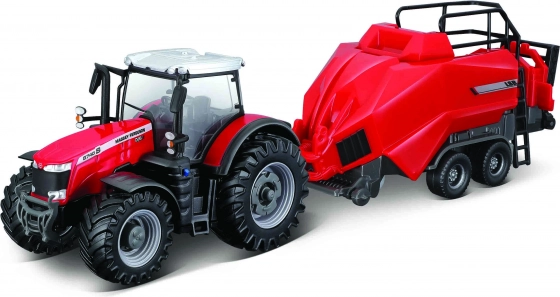 Model af traktoren Massey Ferguson 8740S med ballepresser