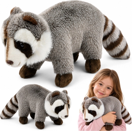 Realistisk plys-vaskebjørn grå 45 cm