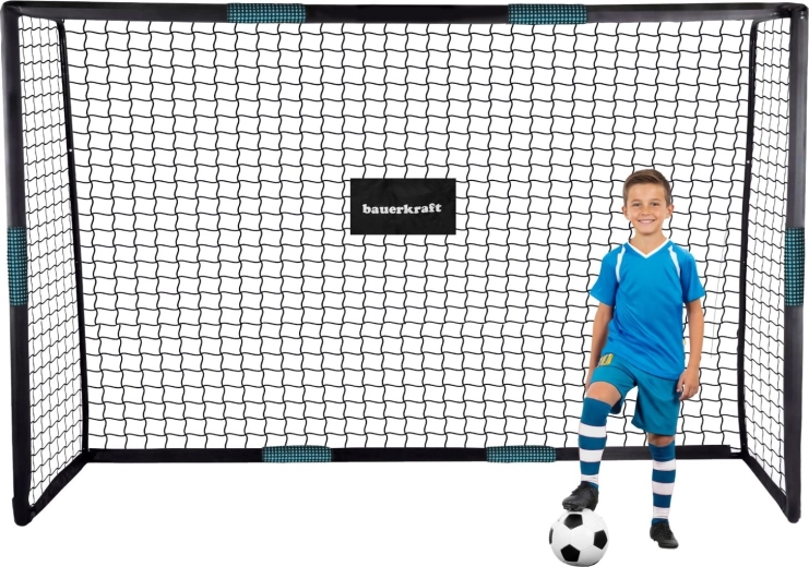 Fodboldmål i metal Bauerkraft med net 300 × 200 × 120 cm sort-blå