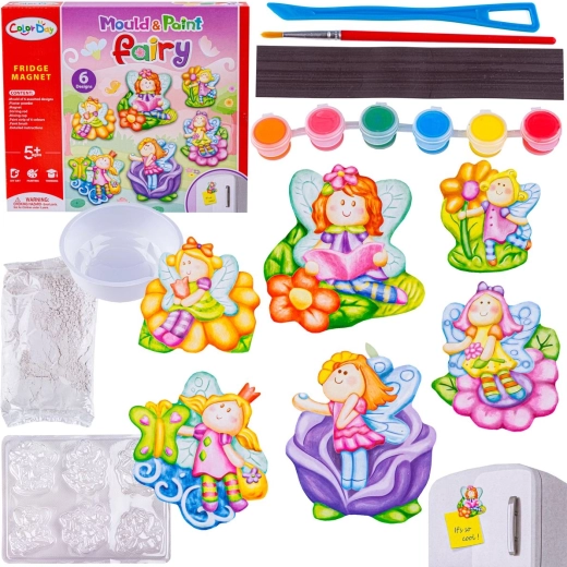 Color Day kreativt sæt til fremstilling af gipsmagneter med feer (6 motiver)