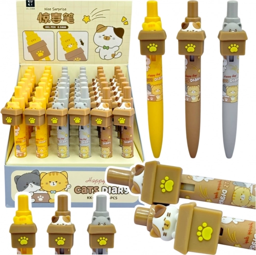 Gelpen med kat og blått blæk 0,5 mm