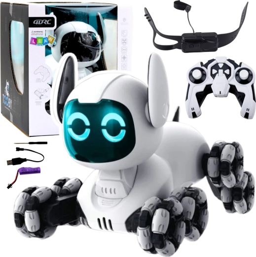 Interaktiv robot-hund TOOBY med fjernbetjening 4WD med LED og 360° rotation