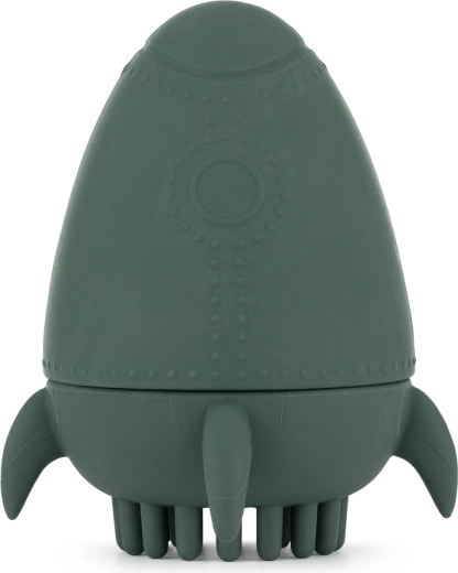 Silikonelegetøj til vand med børste Petite&Mars Splashy Rocket misty green