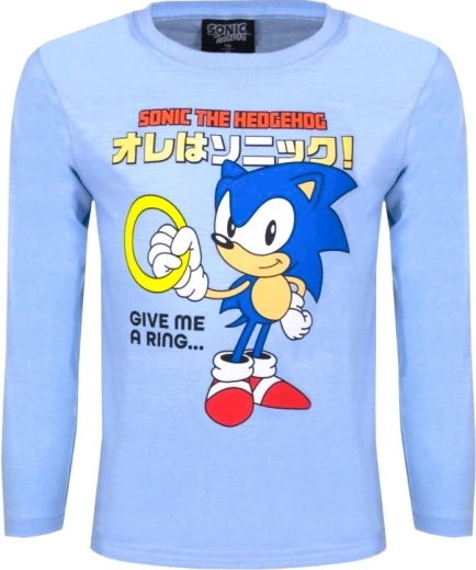 Lyseblå T-shirt i bomuld med Sonic