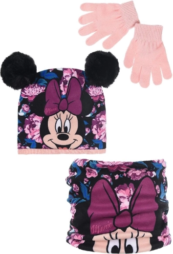 Minnie hue, halsedisse og handsker