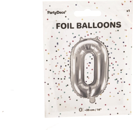 Folieballon tal 0 sølv 35 cm