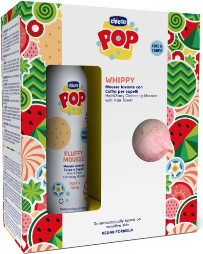 Chicco POP vaniljeskum til krop og hår 2i1 med hårhåndklæde 200 ml