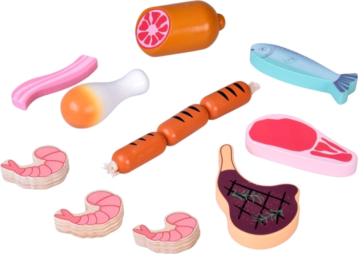 Realistisk sæt med kød og skaldyr