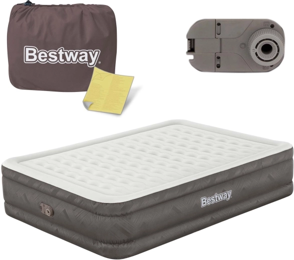 Oppustelig madras med indbygget elektrisk pumpe 203 × 152 × 46 cm BESTWAY