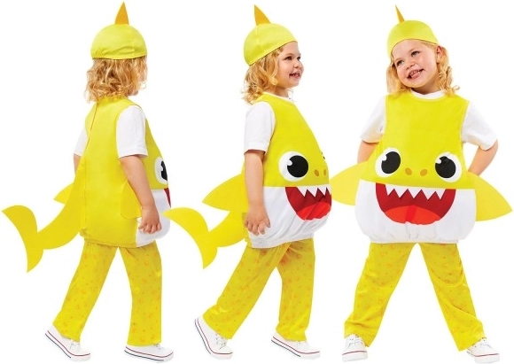 Kostume Baby Shark gul til børn 3-4 år
