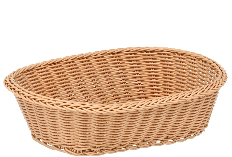 Oval brødkurv i plast-rattan 32 × 24 × 8,5 cm