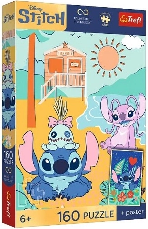 Puzzle Premium Plus Kids Stitch på bølgen 160 brikker