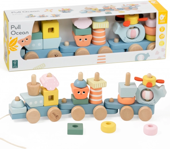 Trækkende træ-tog Ocean CLASSIC WORLD – montessori puslespil