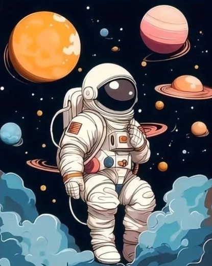 Diamantmaling astronaut 30 × 40 cm
