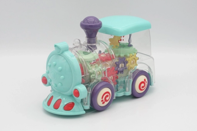 Gennemsigtigt legetøjstog med lys og musik