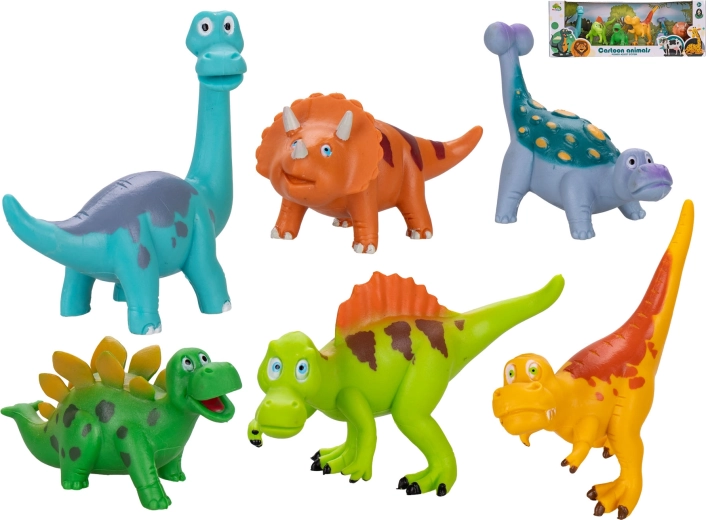 Sæt med dinosaurer 8–11 cm, 6 stk i æske