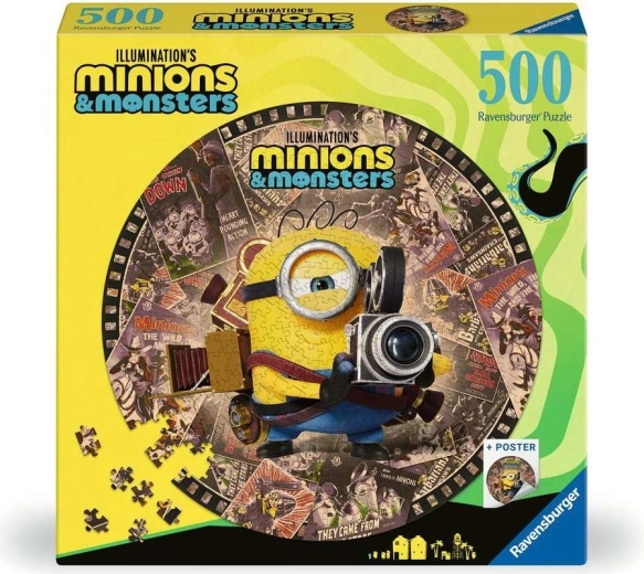 Ravensburger rundt puslespil Minions og monstre 500 brikker