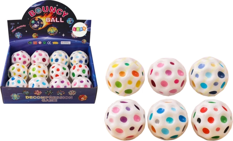 Kosmisk kaste- og klemmebold med riller, hvid 7 cm