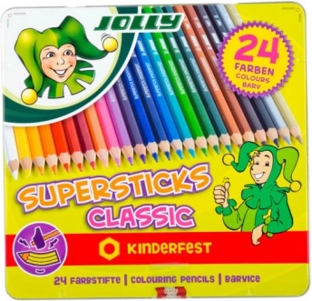 Supersticks 24 farver i metalkasse