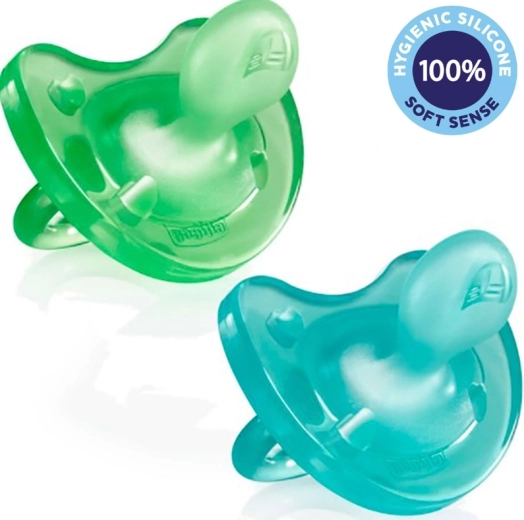 Chicco Physio Soft sut i silikone, 6–16 m, til drenge, 2 stk.
