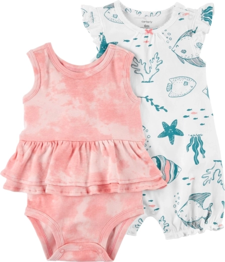 Carter's 2-delt babysæt – ærmeløs body og sommerdragt Ivory Ocean (pige)