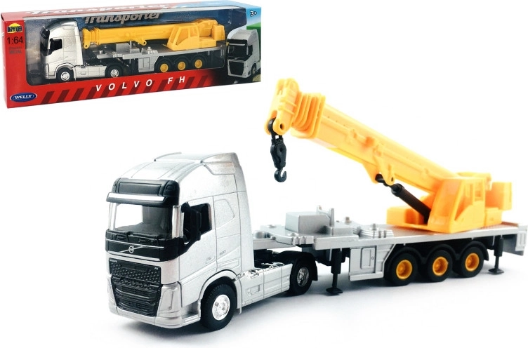 Welly lastbil 1:64 Volvo trækker med trailer og kran