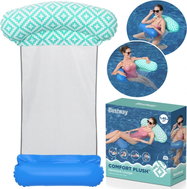 Bestway Comfort Plush oppustelig pool-hængekøje med netstof