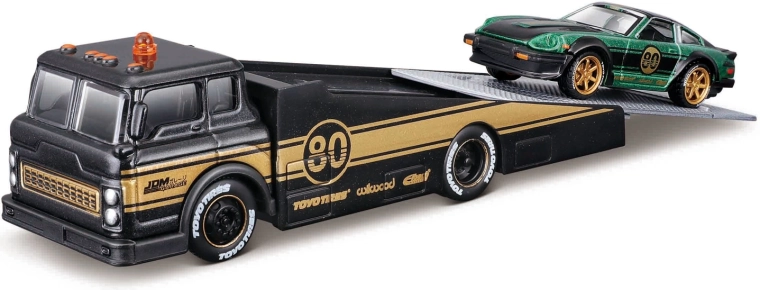 Maisto Design Elite Transport ramp truck og 1980 Datsun 280ZX 1:64