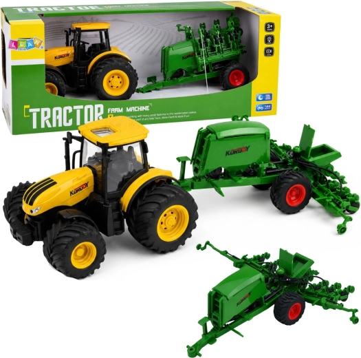 Traktor med såmaskine med lys og lyde 1:24