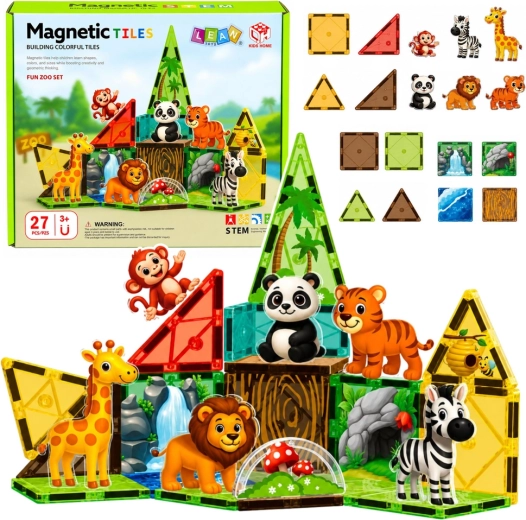 Magnetiske byggeklodser Zoo – vilde dyr fra junglen (27 dele)