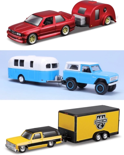 Maisto Design Tow & Go bilmodel med anhænger 1:64
