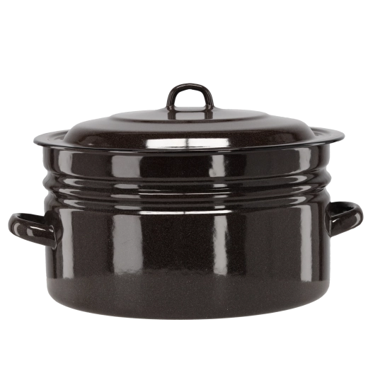 Emaljeret gryde 25 l, diameter 40 cm, brun med låg