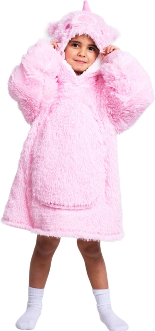 Cozy Noxxiez varmt hoodie-tæppe med hætte – enhjørning, til børn 3–6 år