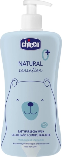 Chicco Natural Sensation shampoo til hår og krop med aloe og kamille 500 ml