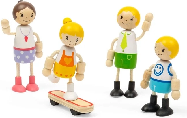 Familiesæt med 4 figurer inklusive skateboard