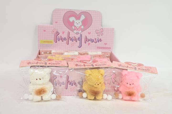 Klemme antistress-bamse (squishy) (display 12 stk.)