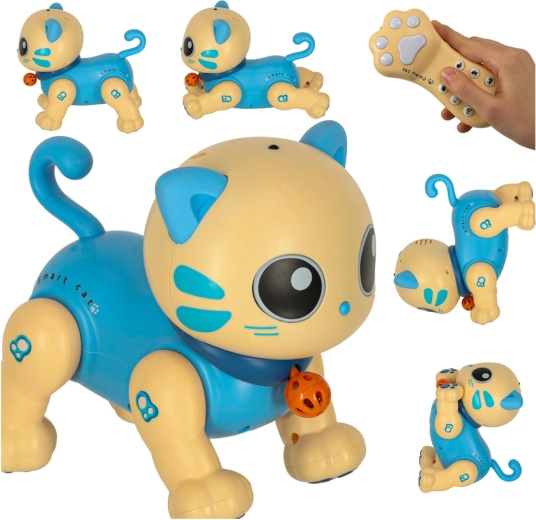 Interaktiv robotkat med fjernbetjening, blå
