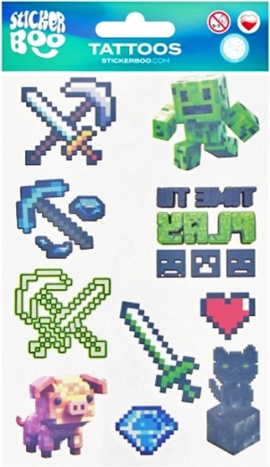 Midlertidige Minecraft-tatoveringer – sæt med 10 motiver