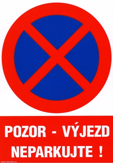 Selvklæbende skilt Pas på udkørsel – Parkér ikke, A4 (210 × 297 mm)