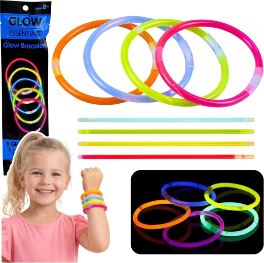 Fluorescerende selvlysende armbånd til mørke Neon Stick, 5 stk.