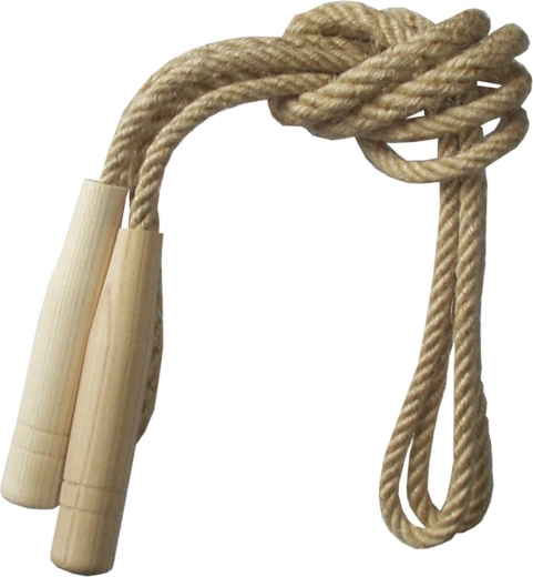 Sjippetov af jute med træhåndtag 3 m - 1 stk.