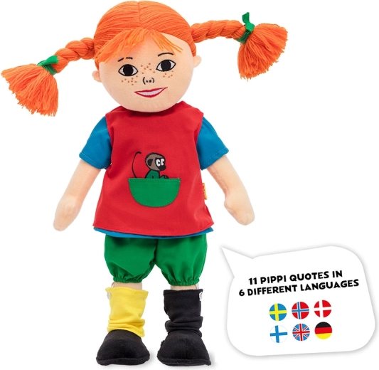 Blød talende Pippi Langstrømpe-dukke 40 cm