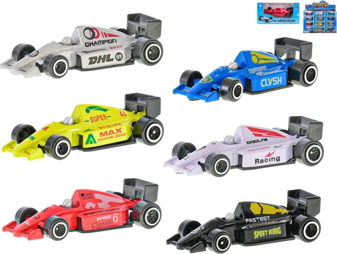 Metal Formel 1 i skala 1:64 med frihjul, 7,5 cm