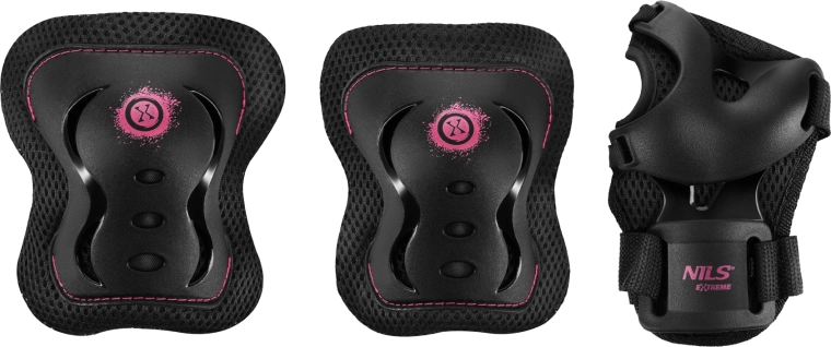 Sæt beskyttelsesudstyr til rulleskøjter og løbehjul NILS Extreme H320 Fly pink – XL