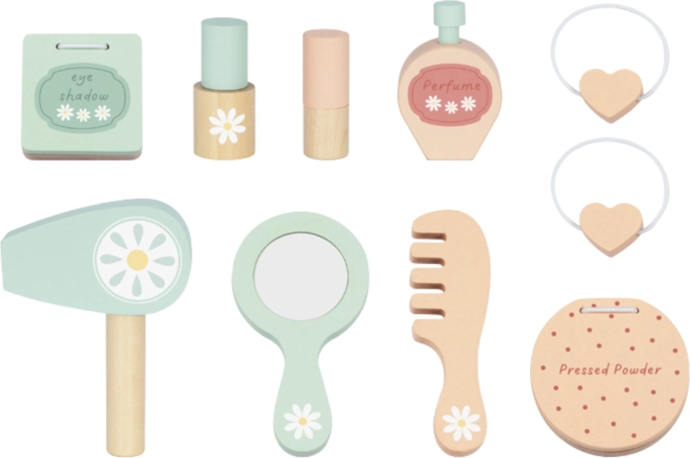 Rigt sæt af kosmetiktilbehør i træ