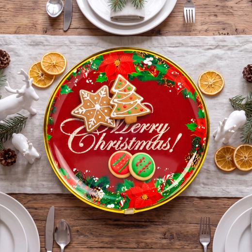 Juleplasttallerken Merry Christmas, 22 cm
