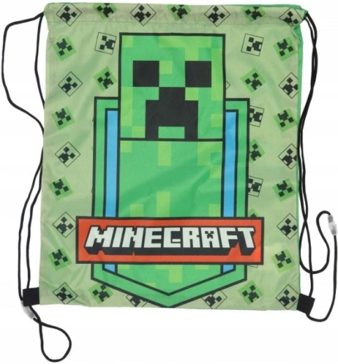 Minecraft børnesnørepose med Creeper-motiv 40 × 35 cm