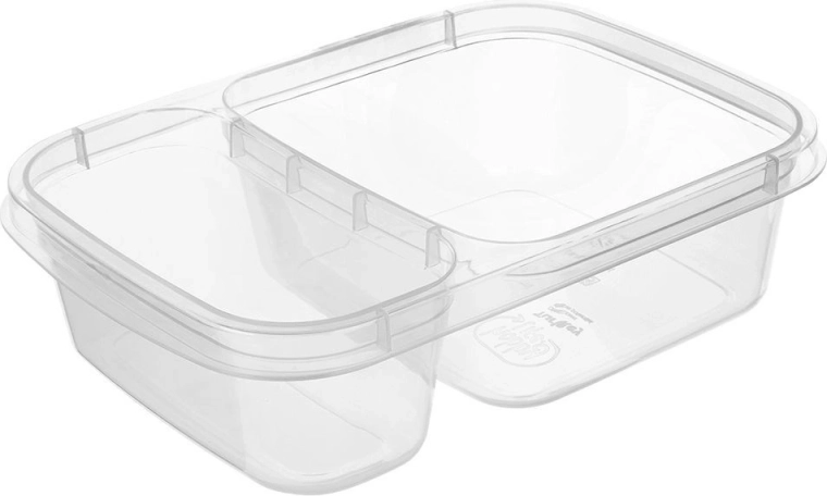 Sikkert låg og gennemsigtig beholder